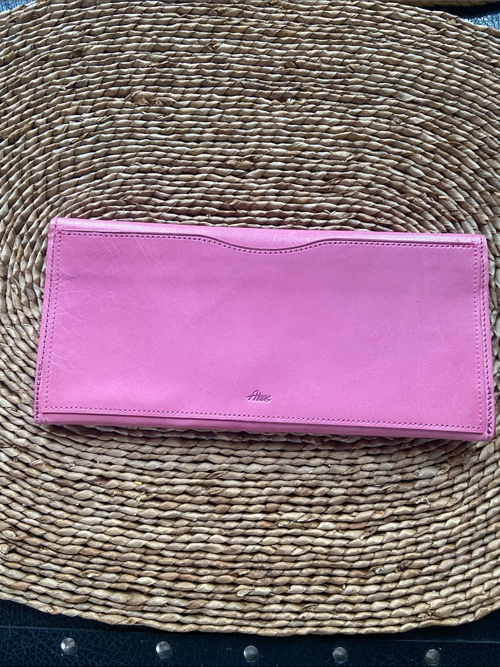 Abas Pink Leather Envelope Clutch